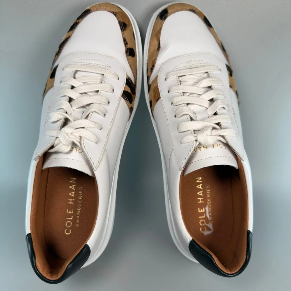 Cole Haan GrandPro Rally Court Womens 9 Dress Sneaker White Jaguar Low Lace Shoe